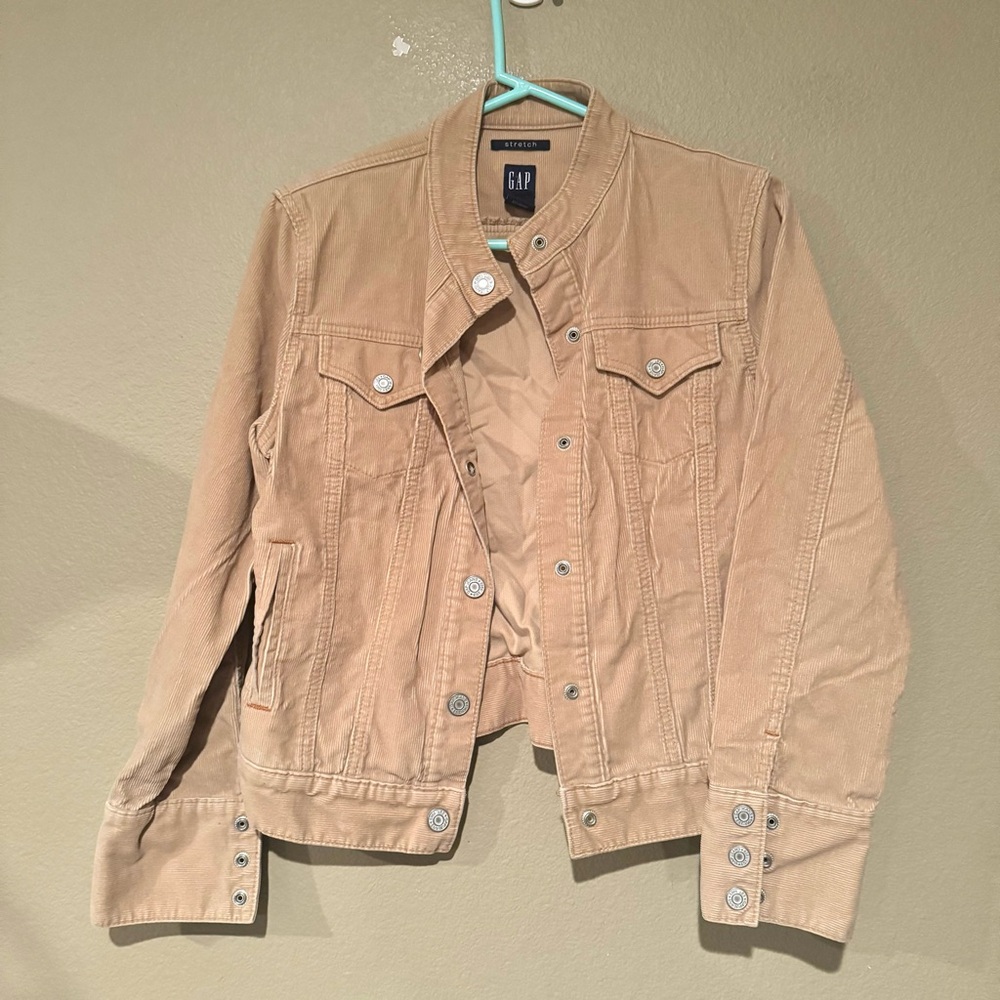 Vintage GAP Y2K Corduroy Snap Button Up Semi Cropped Jacket Tan Size Medium - Picture 2 of 6